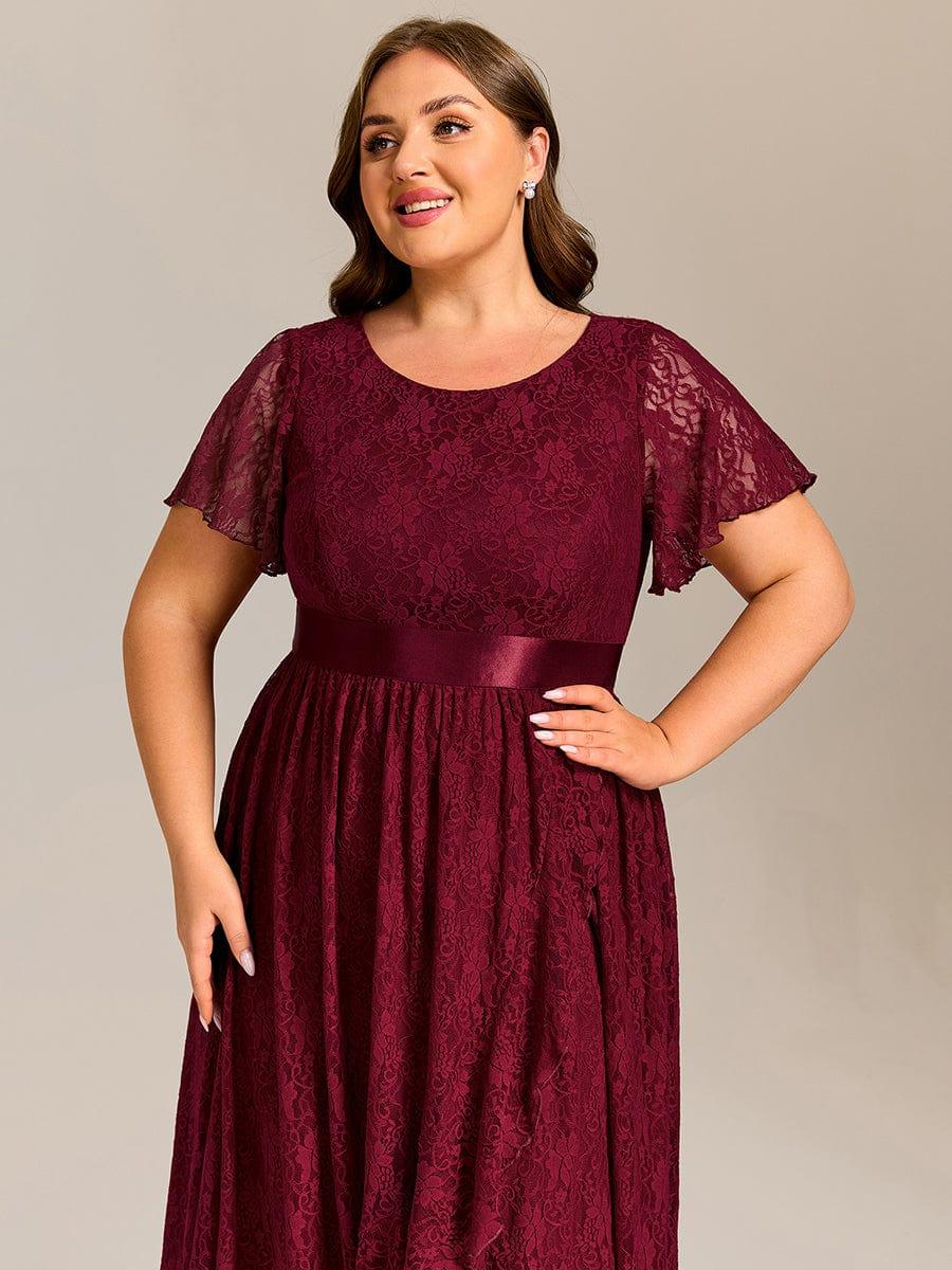 pretty SEVYN|Plus Size Ruffled Sleeve Empire Waist Lace Wedding Guest Dress