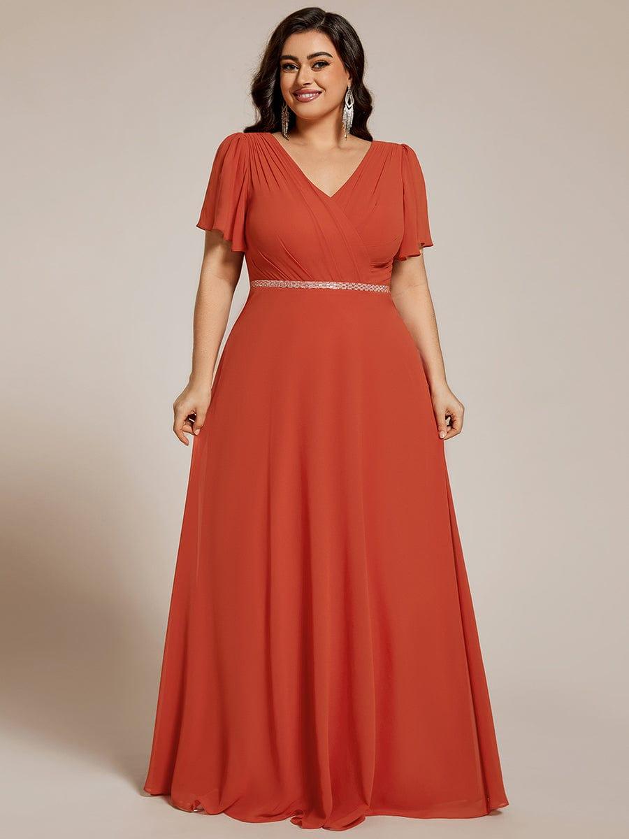 pretty LAYLAH|Plus Size Pleated A-Line Shiny Belt Chiffon Formal Evening Dress