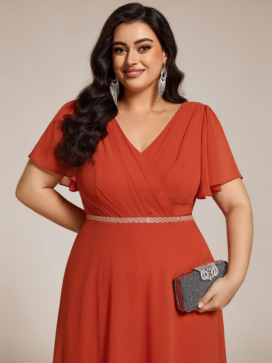 pretty LAYLAH|Plus Size Pleated A-Line Shiny Belt Chiffon Formal Evening Dress