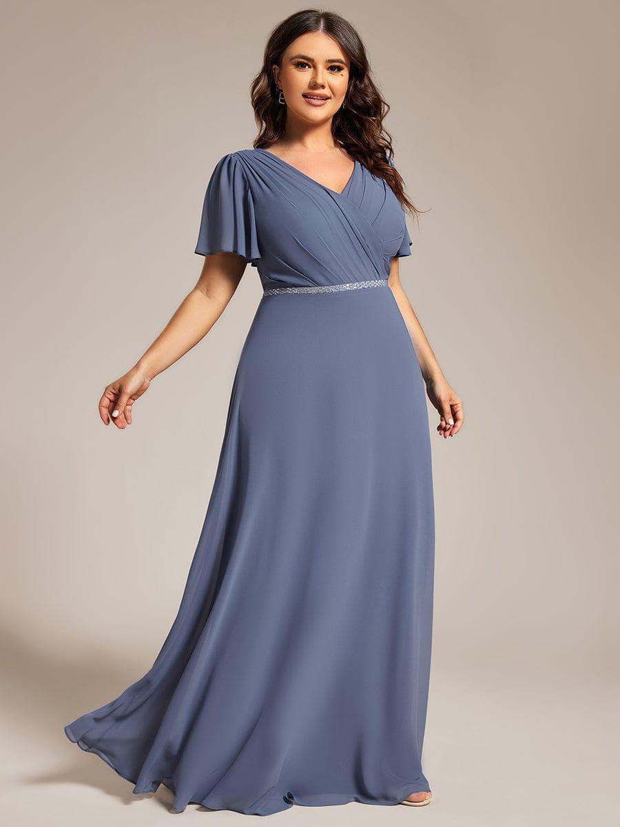 pretty LAYLAH|Plus Size Pleated A-Line Shiny Belt Chiffon Formal Evening Dress