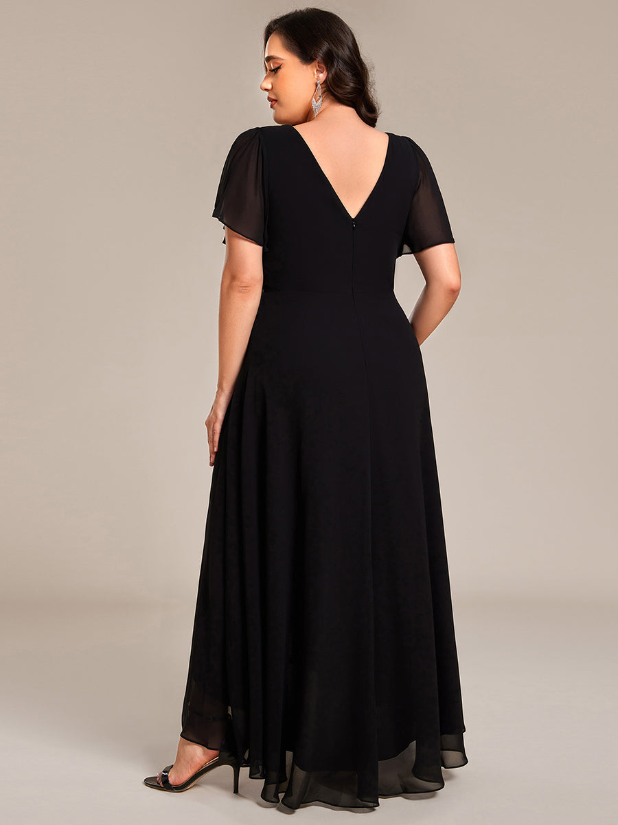 pretty DAKOTA|Plus Size V-Neck Rhinestone Waist Chiffon Maxi Formal Evening Dress