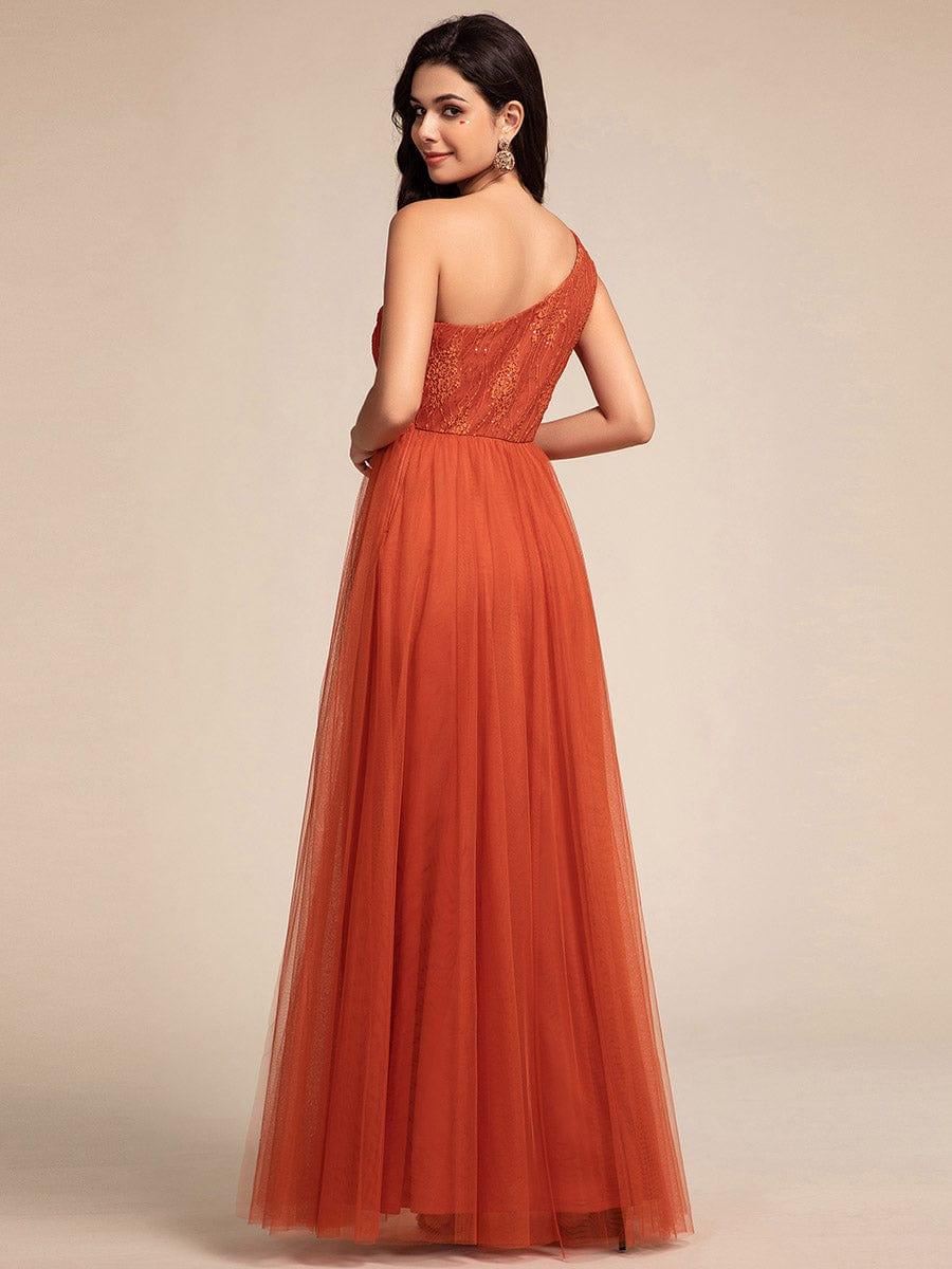 One-Shoulder Embellished Tulle Formal Evening Dress