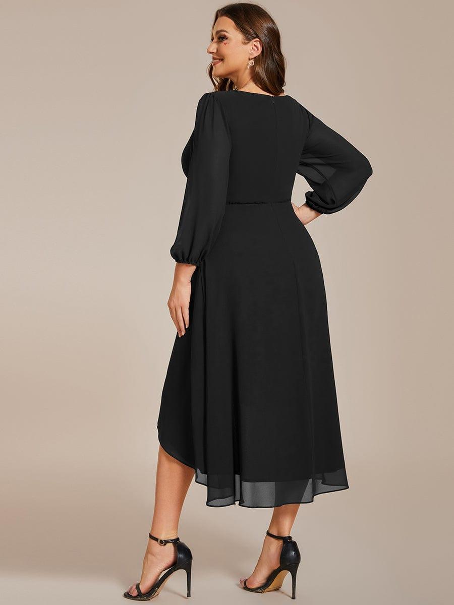 pretty BRIAR|Plus Size Chiffon A-Line 3/4 Sleeves Asymmetrical Hem Wedding Guest Dress