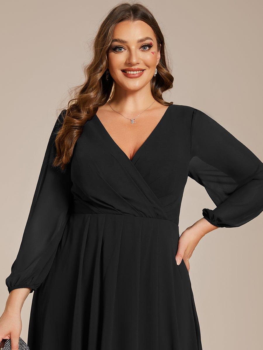 pretty BRIAR|Plus Size Chiffon A-Line 3/4 Sleeves Asymmetrical Hem Wedding Guest Dress
