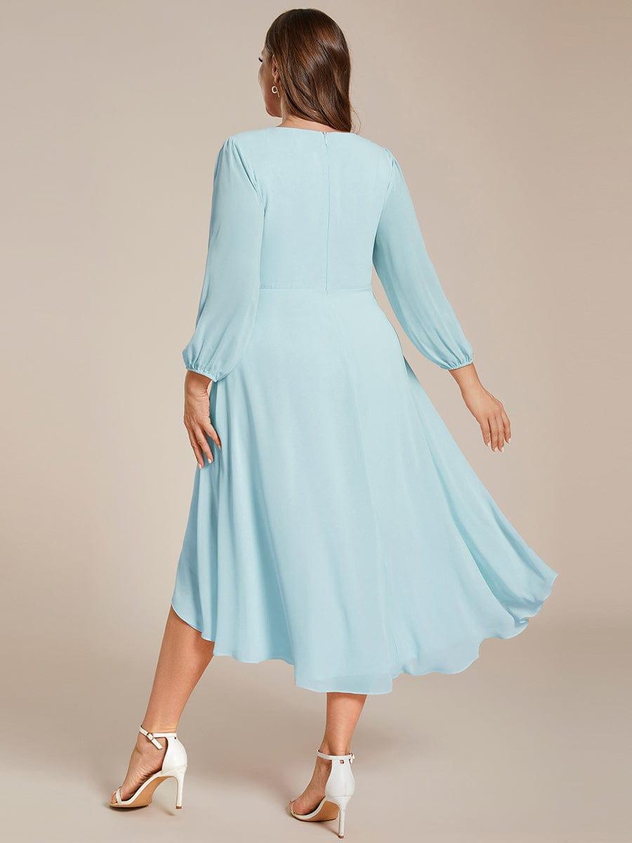 pretty BRIAR|Plus Size Chiffon A-Line 3/4 Sleeves Asymmetrical Hem Wedding Guest Dress