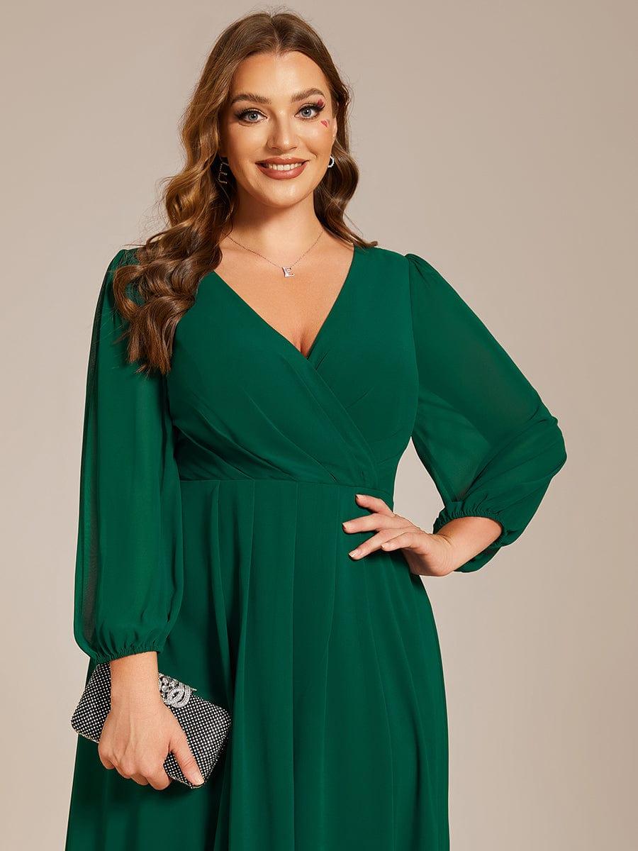 pretty BRIAR|Plus Size Chiffon A-Line 3/4 Sleeves Asymmetrical Hem Wedding Guest Dress