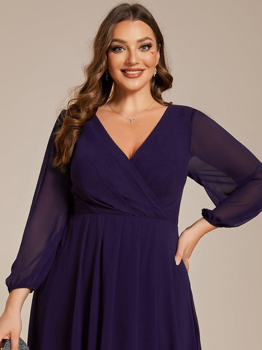 pretty BRIAR|Plus Size Chiffon A-Line 3/4 Sleeves Asymmetrical Hem Wedding Guest Dress