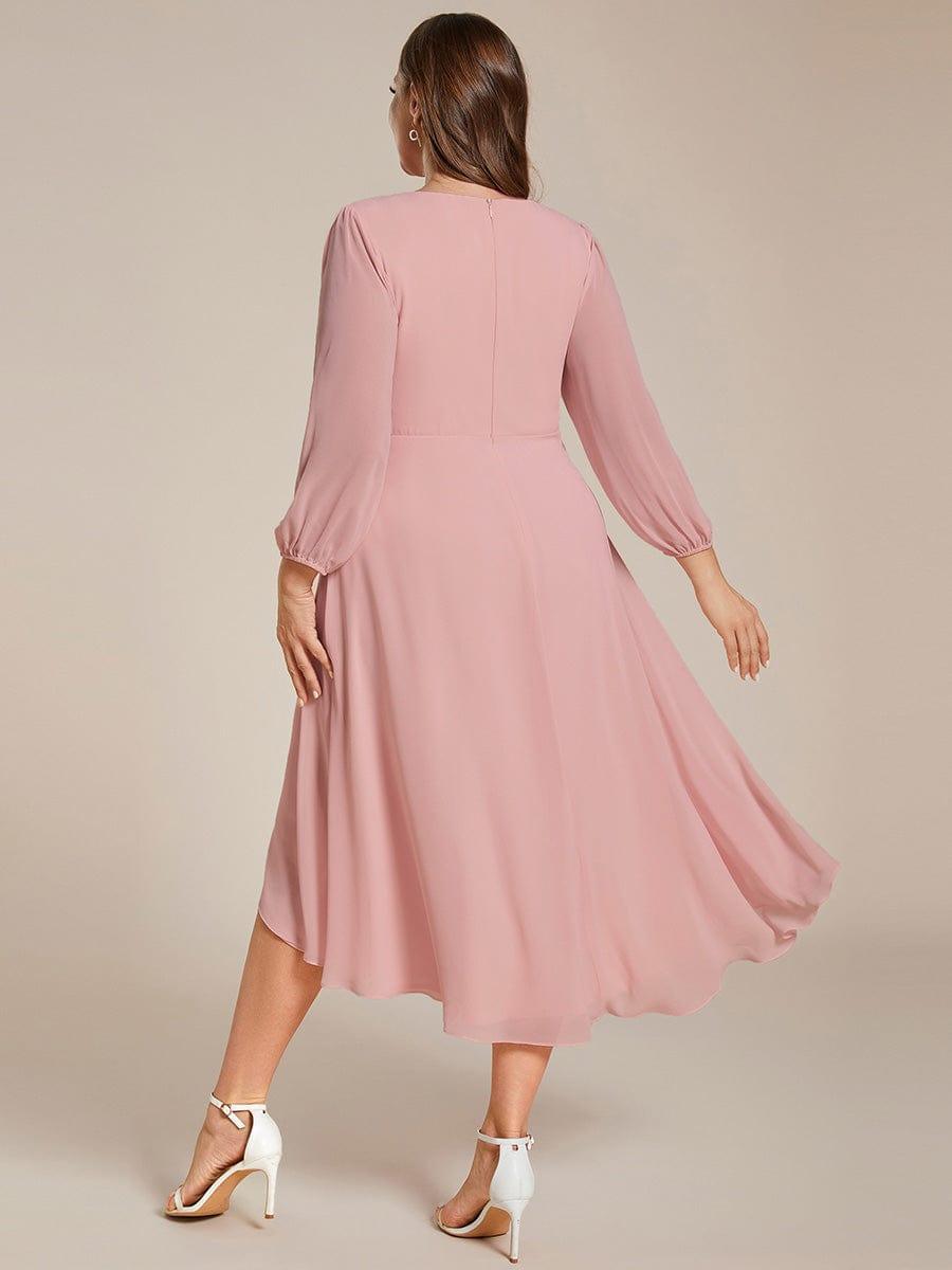 pretty BRIAR|Plus Size Chiffon A-Line 3/4 Sleeves Asymmetrical Hem Wedding Guest Dress