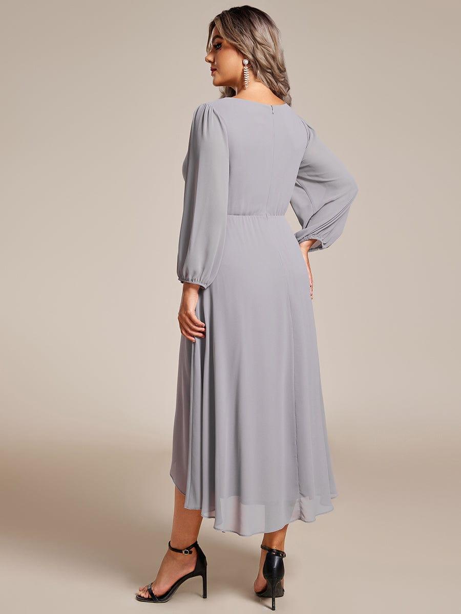 pretty BRIAR|Plus Size Chiffon A-Line 3/4 Sleeves Asymmetrical Hem Wedding Guest Dress