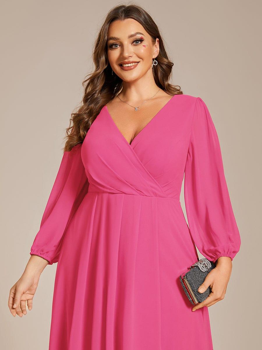 pretty BRIAR|Plus Size Chiffon A-Line 3/4 Sleeves Asymmetrical Hem Wedding Guest Dress