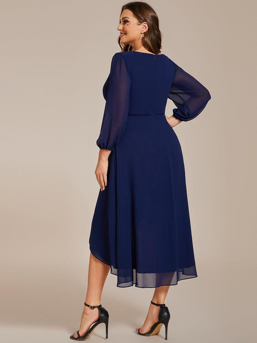 pretty BRIAR|Plus Size Chiffon A-Line 3/4 Sleeves Asymmetrical Hem Wedding Guest Dress
