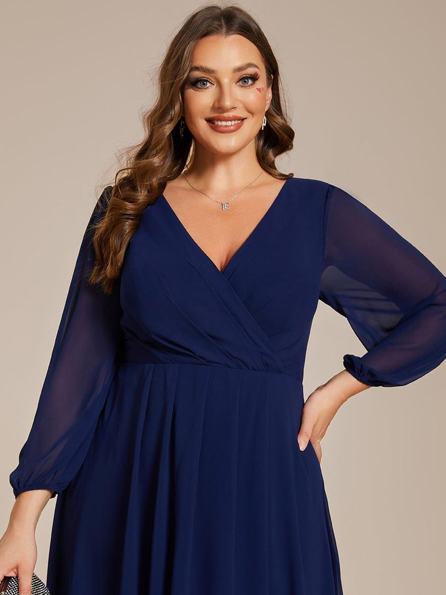 pretty BRIAR|Plus Size Chiffon A-Line 3/4 Sleeves Asymmetrical Hem Wedding Guest Dress