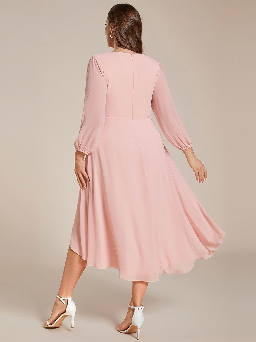 pretty BRIAR|Plus Size Chiffon A-Line 3/4 Sleeves Asymmetrical Hem Wedding Guest Dress