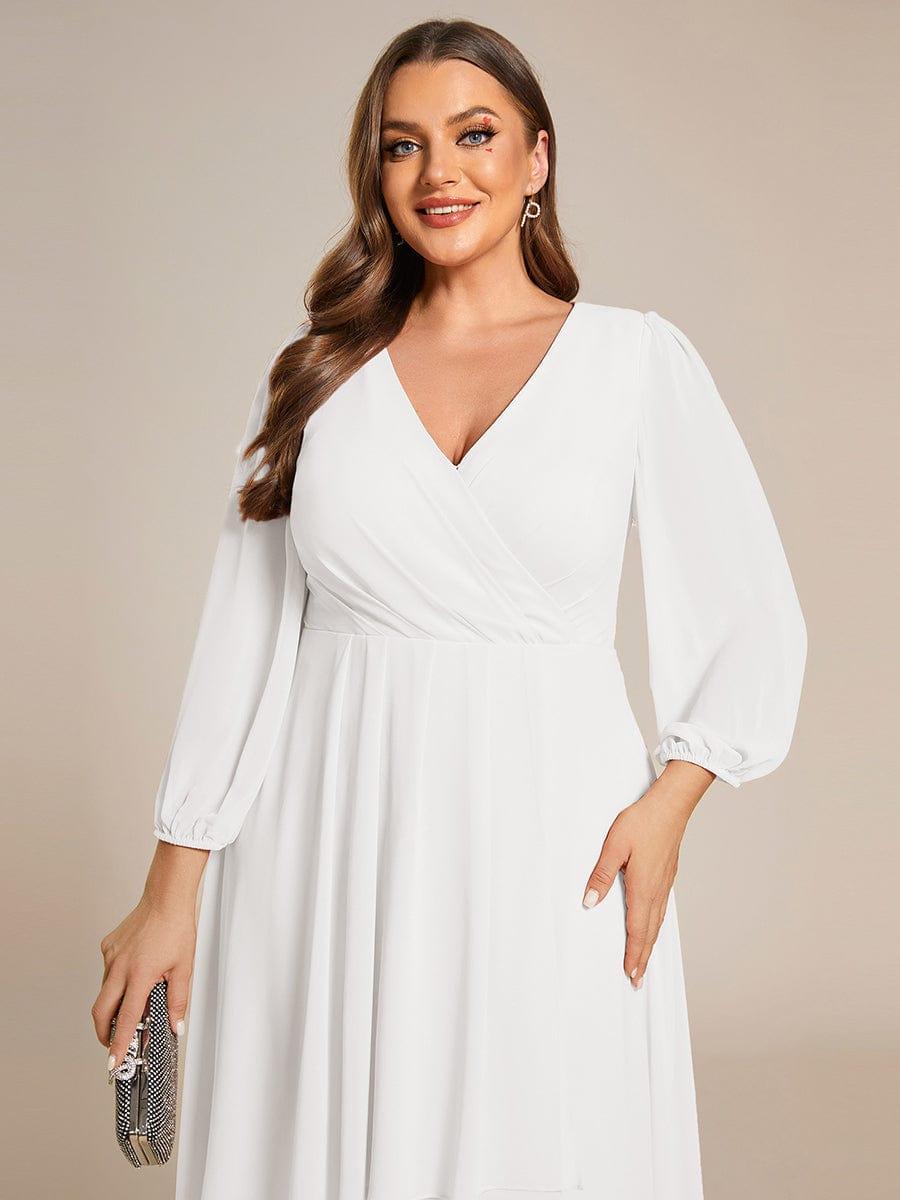pretty BRIAR|Plus Size Chiffon A-Line 3/4 Sleeves Asymmetrical Hem Wedding Guest Dress