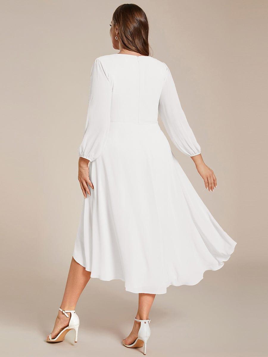 pretty BRIAR|Plus Size Chiffon A-Line 3/4 Sleeves Asymmetrical Hem Wedding Guest Dress