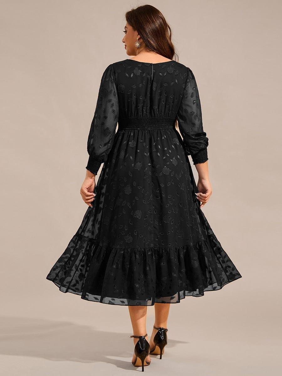 pretty ANAHI|Plus Size Long Sleeve Round Neckline Chiffon Wedding Guest Dress