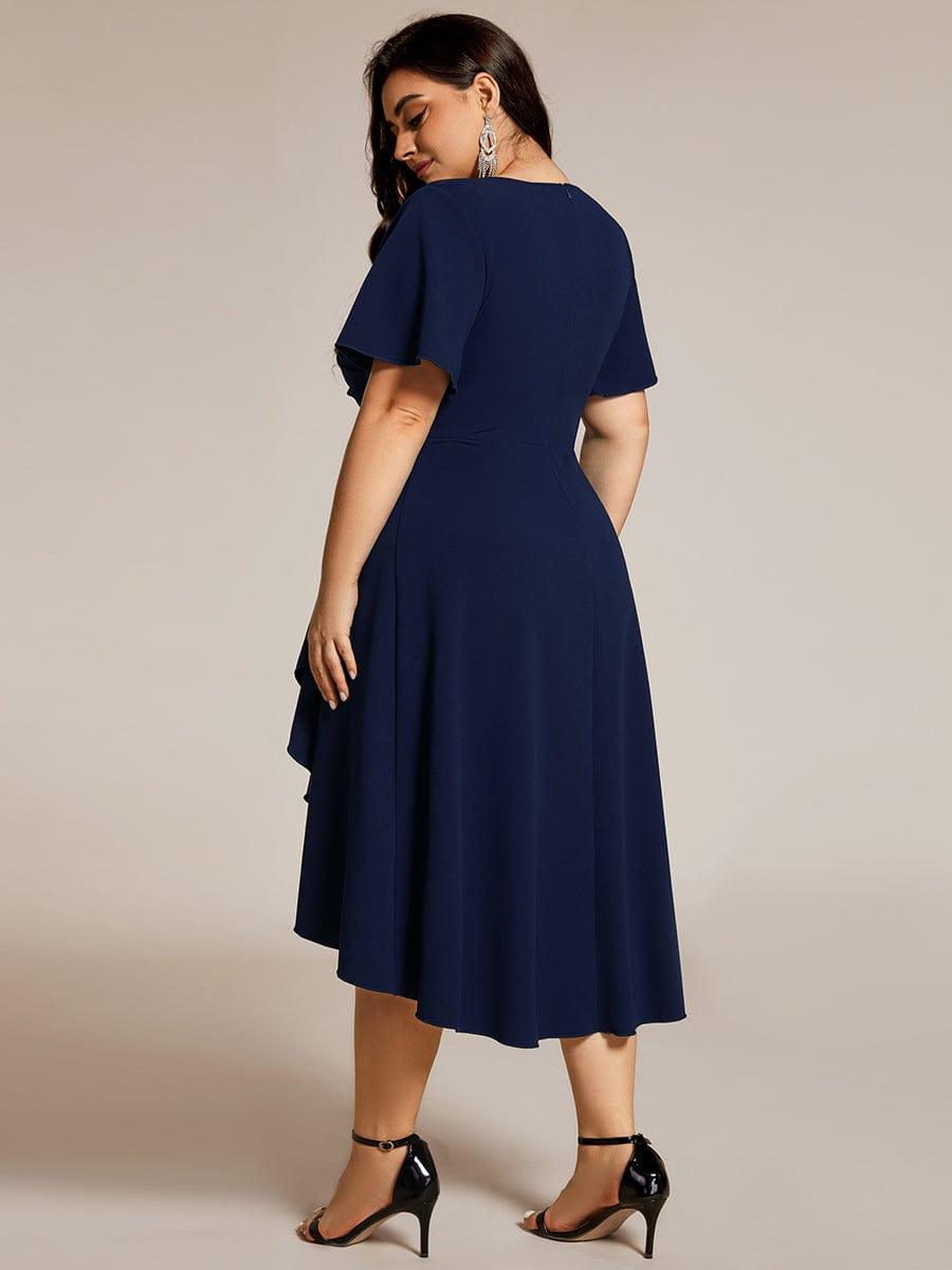 pretty FALLON|Plus Size High-Stretch V-neck Midi Wedding Guest Dress