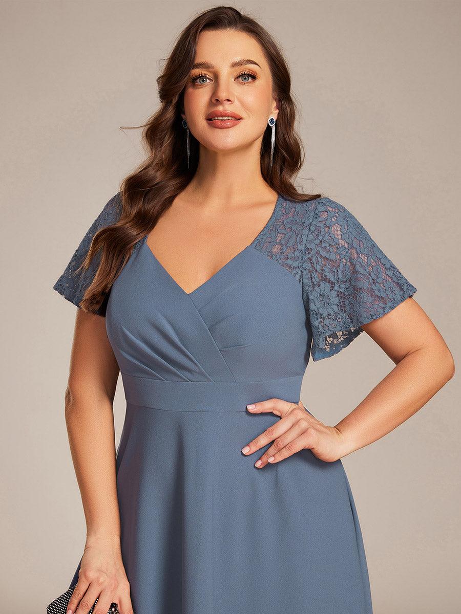 pretty EVIE|Plus Size A-Line Pleated Midi Wedding Guest Dress with Pockets