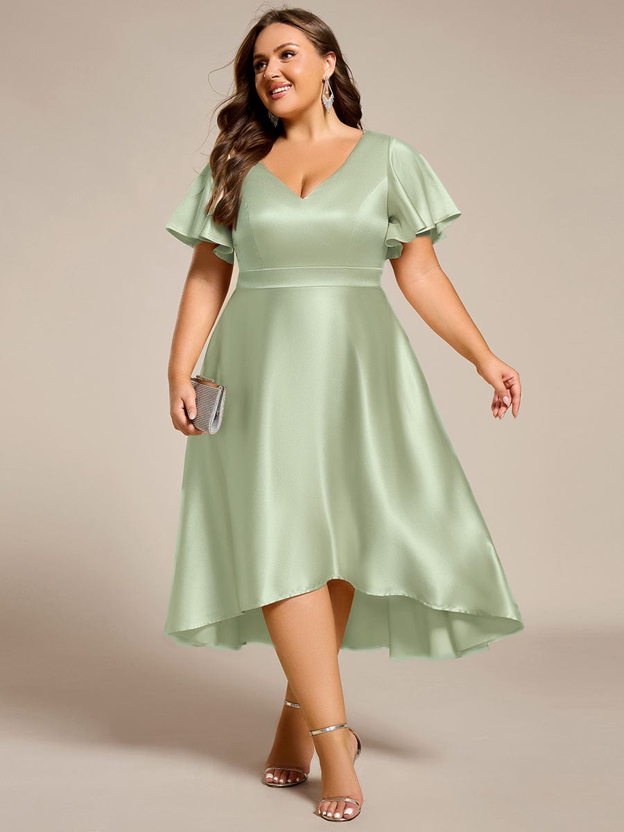 pretty SCARLEN|Plus Size Satin Midi Wedding Guest Dress with Pockets