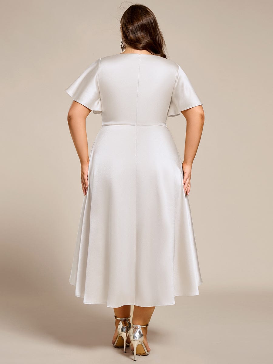 pretty SCARLEN|Plus Size Satin Midi Wedding Guest Dress with Pockets