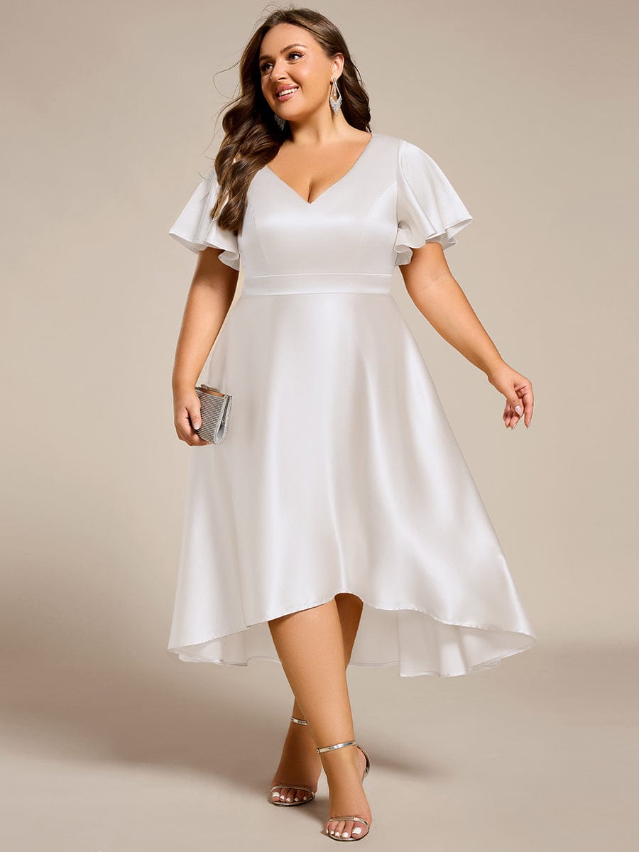 pretty SCARLEN|Plus Size Satin Midi Wedding Guest Dress with Pockets