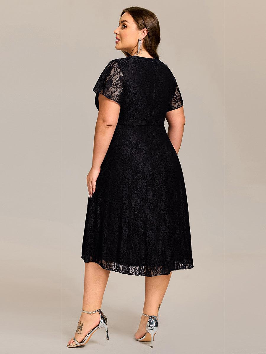 pretty PALOMA|Plus Size Ruffled Sleeves Lace A-Line Formal Evening Dress