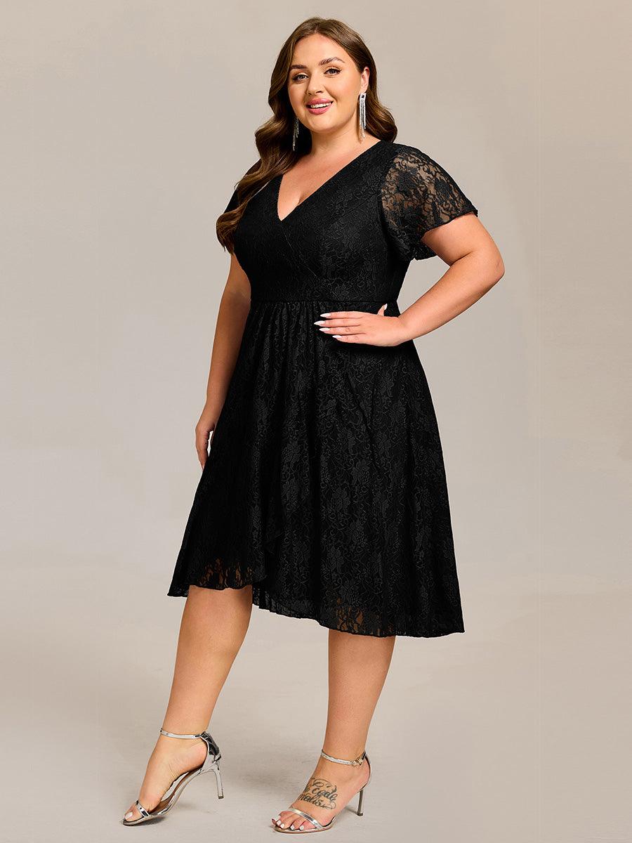 pretty PALOMA|Plus Size Ruffled Sleeves Lace A-Line Formal Evening Dress