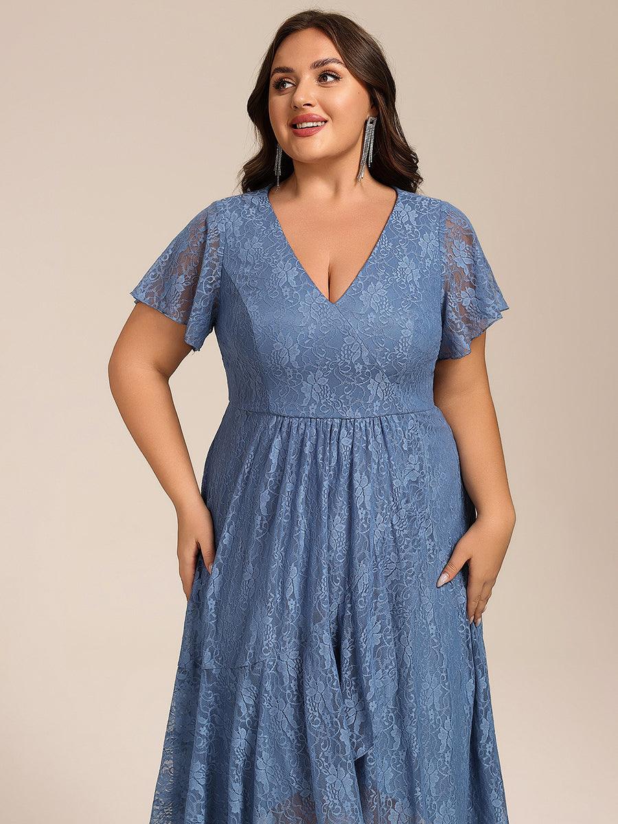 pretty PALOMA|Plus Size Ruffled Sleeves Lace A-Line Formal Evening Dress
