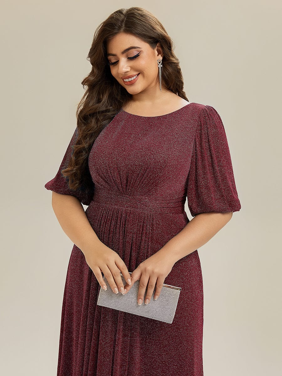 pretty MARIS|Plus Size Glitter Half Sleeve A-Line Wedding Guest Dress