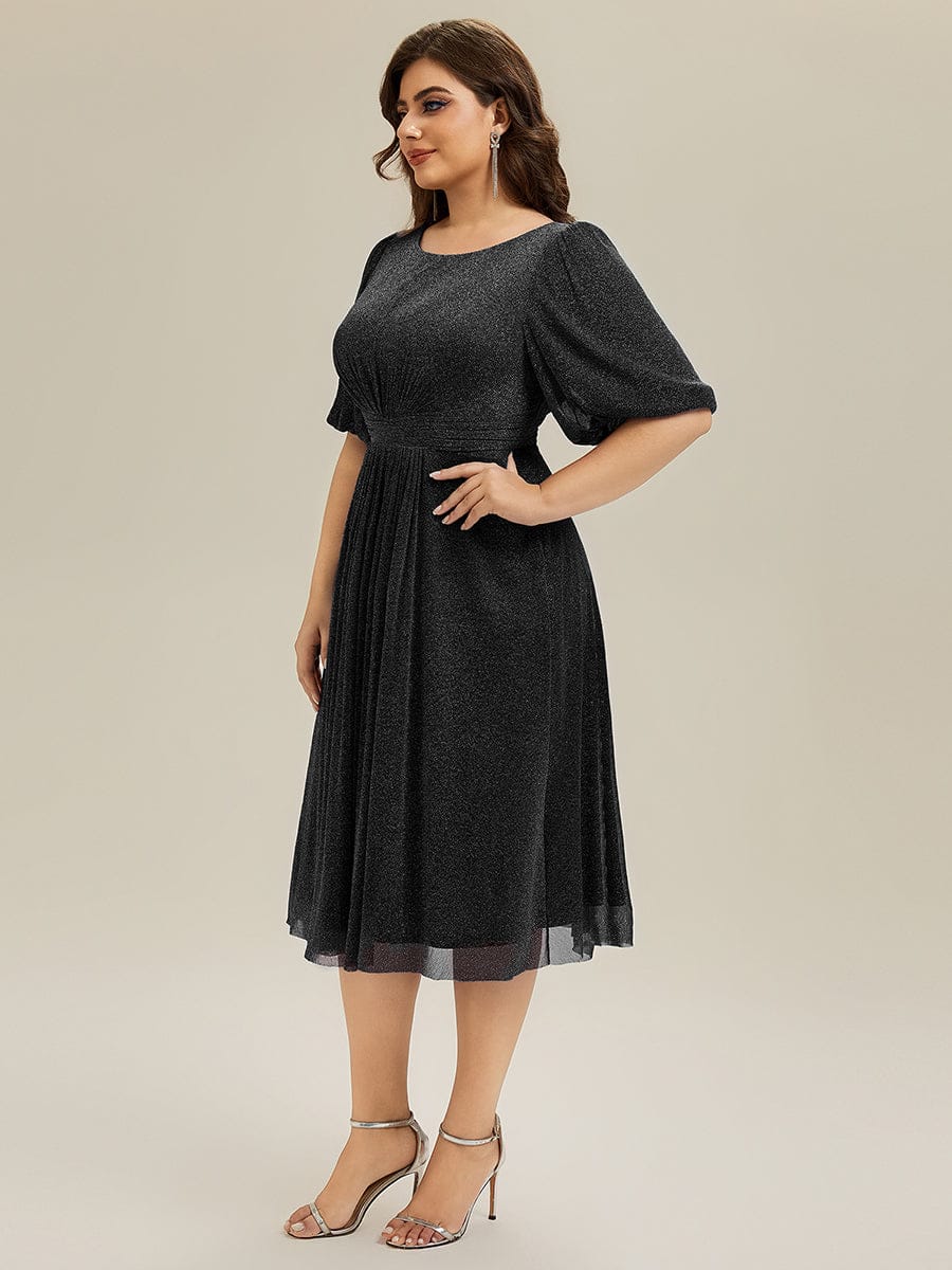 pretty MARIS|Plus Size Glitter Half Sleeve A-Line Wedding Guest Dress