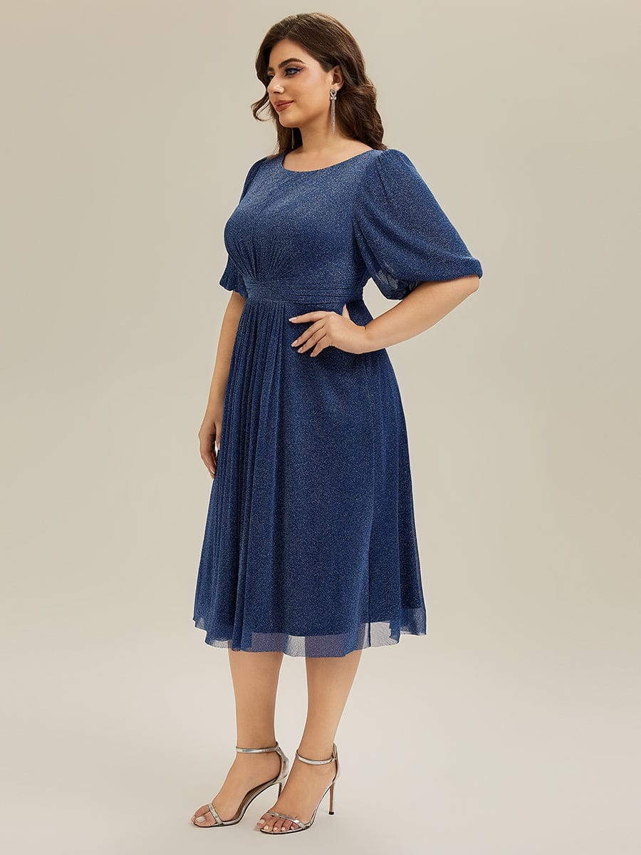 pretty MARIS|Plus Size Glitter Half Sleeve A-Line Wedding Guest Dress