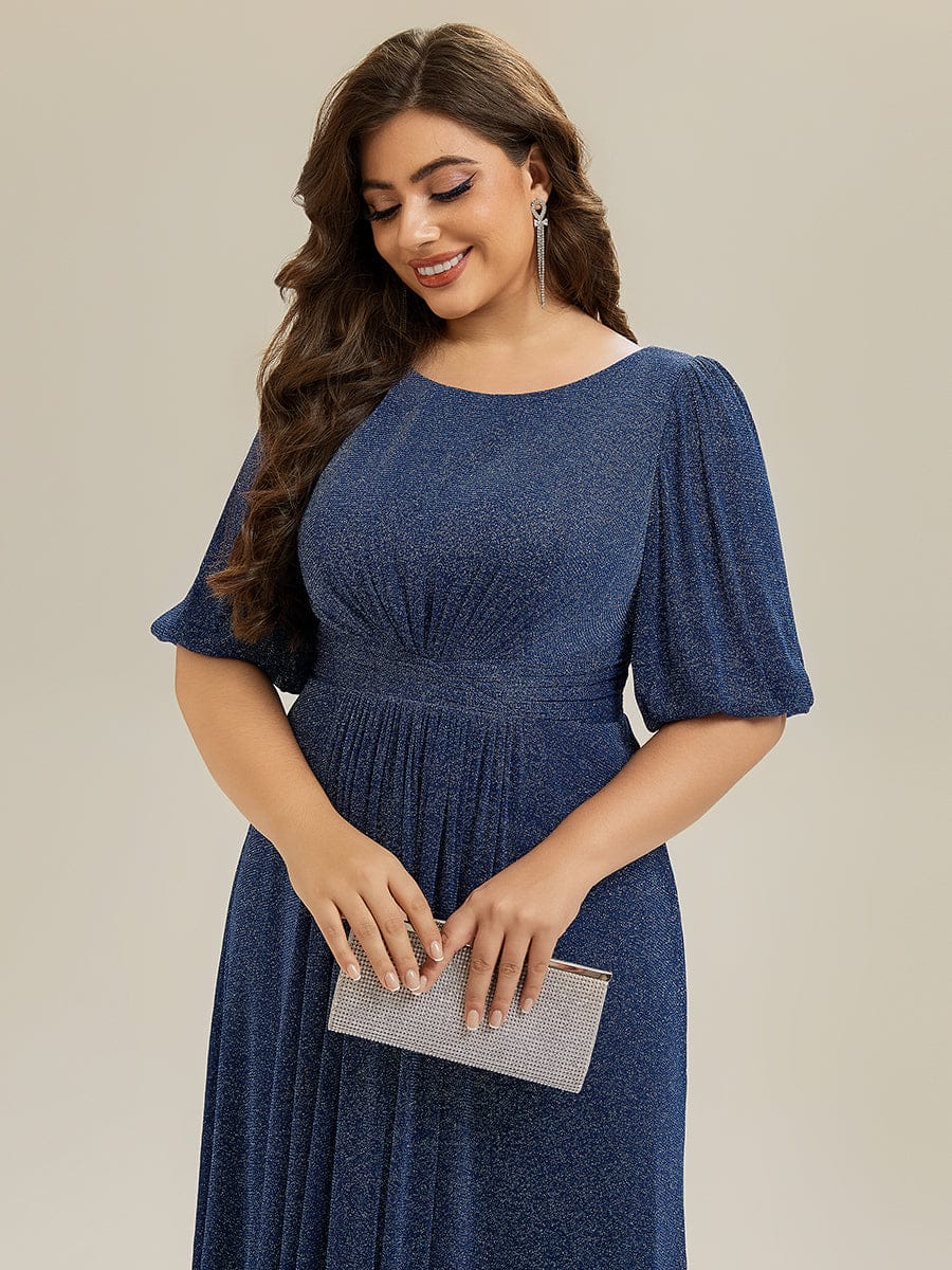 pretty MARIS|Plus Size Glitter Half Sleeve A-Line Wedding Guest Dress