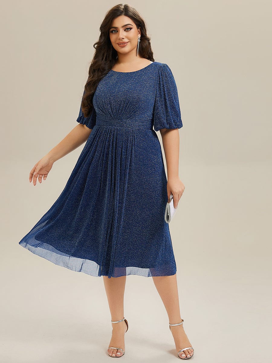 pretty MARIS|Plus Size Glitter Half Sleeve A-Line Wedding Guest Dress