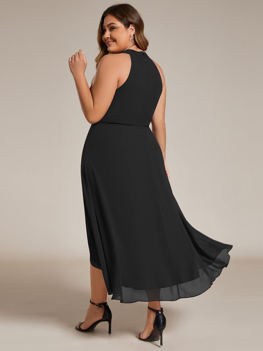 pretty POSIE|Flowy Plus Size Halter Neck Chiffon Midi Wedding Guest Dress