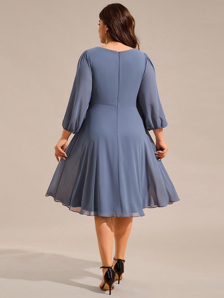 pretty NYLAH|Plus Size Long Sleeve Midi A-Line Wedding Guest Dress with Waist Chain
