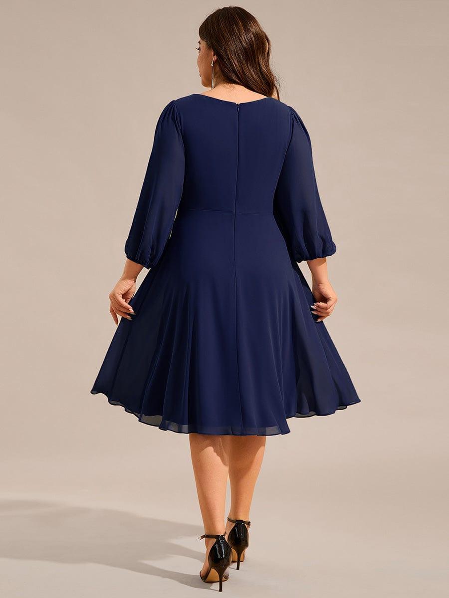pretty NYLAH|Plus Size Long Sleeve Midi A-Line Wedding Guest Dress with Waist Chain