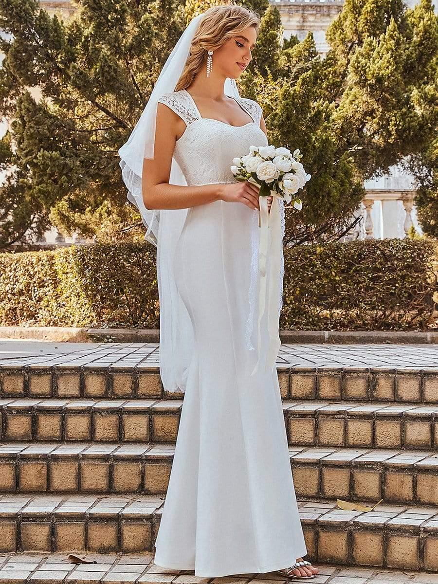 MARSEILLE'S BRIDE|Simple Cap Sleeve Sweetheart Mermaid Style Wedding Dress