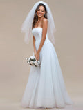 KYORA'S BRIDE|Romantic Back-laced Adjustable Strapless A-Line Tulle Wedding Dress