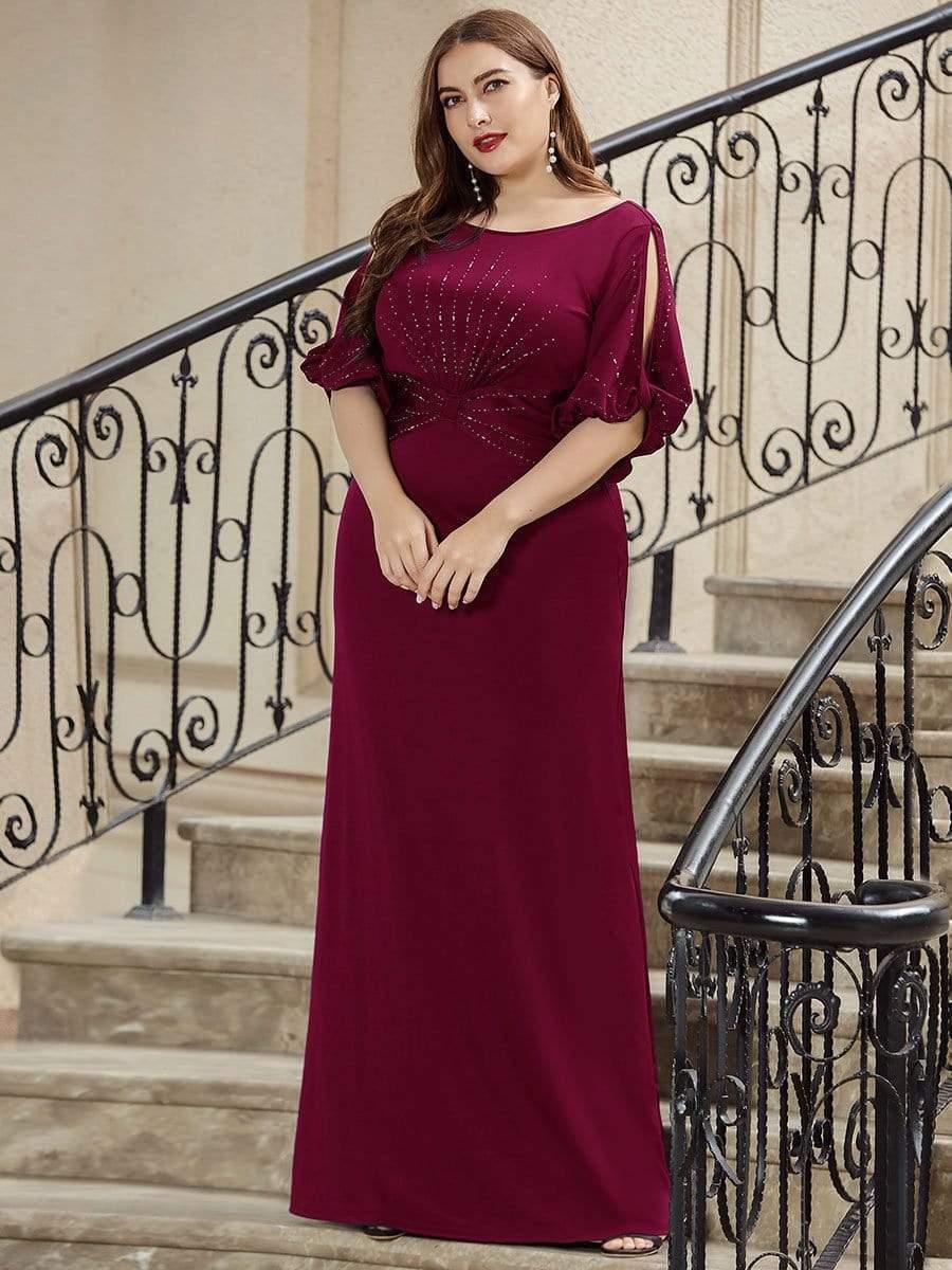 pretty VICOTIRE|Simple Plus Size Bodycon Maxi Mermaid Wedding Guest Dress