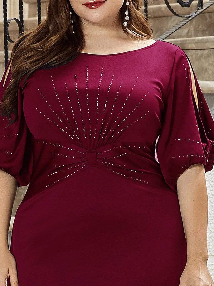 pretty VICOTIRE|Simple Plus Size Bodycon Maxi Mermaid Wedding Guest Dress