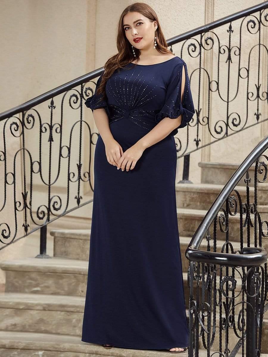 pretty VICOTIRE|Simple Plus Size Bodycon Maxi Mermaid Wedding Guest Dress