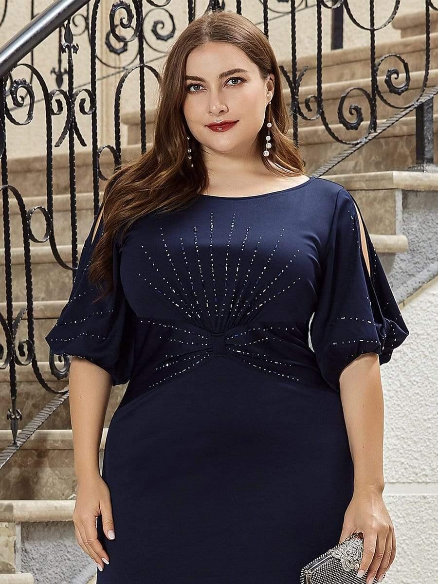 pretty VICOTIRE|Simple Plus Size Bodycon Maxi Mermaid Wedding Guest Dress