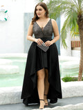 pretty ALYNA|High Low Sleeveless Plus Size Dresses With Sequin for Evening