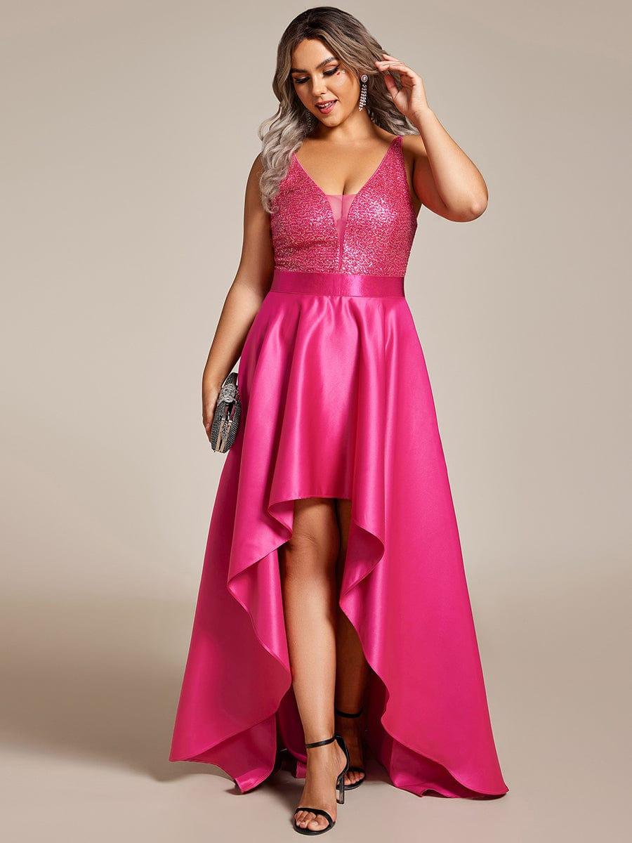 pretty ALYNA|High Low Sleeveless Plus Size Dresses With Sequin for Evening