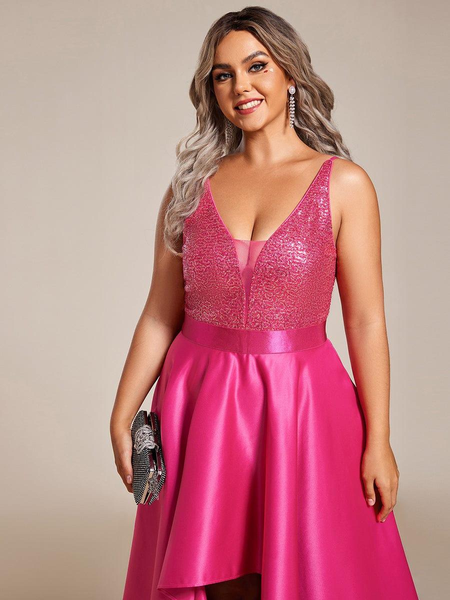 pretty ALYNA|High Low Sleeveless Plus Size Dresses With Sequin for Evening