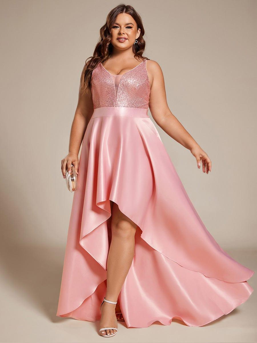 pretty ALYNA|High Low Sleeveless Plus Size Dresses With Sequin for Evening