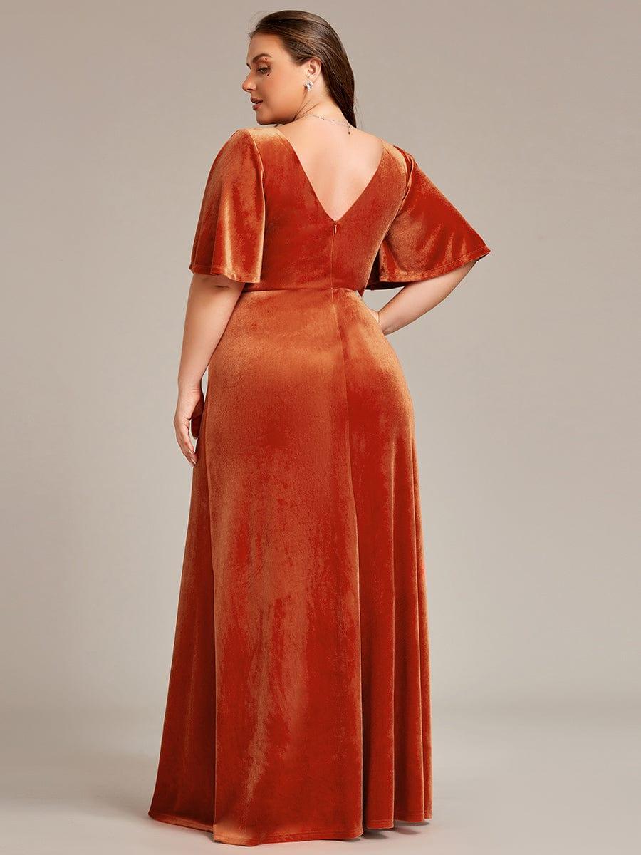 Velvet Double V Neck Maxi Bridesmaid Dress