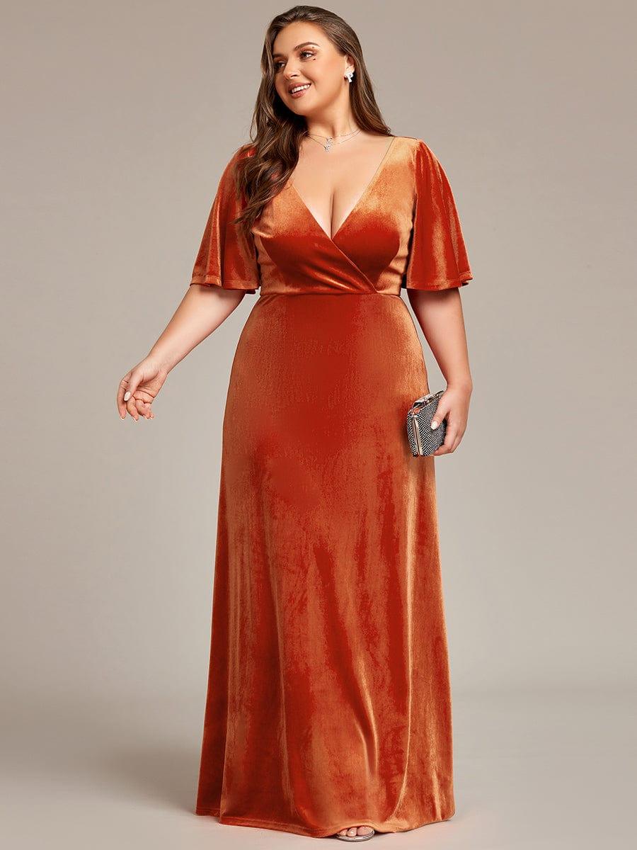 Velvet Double V Neck Maxi Bridesmaid Dress