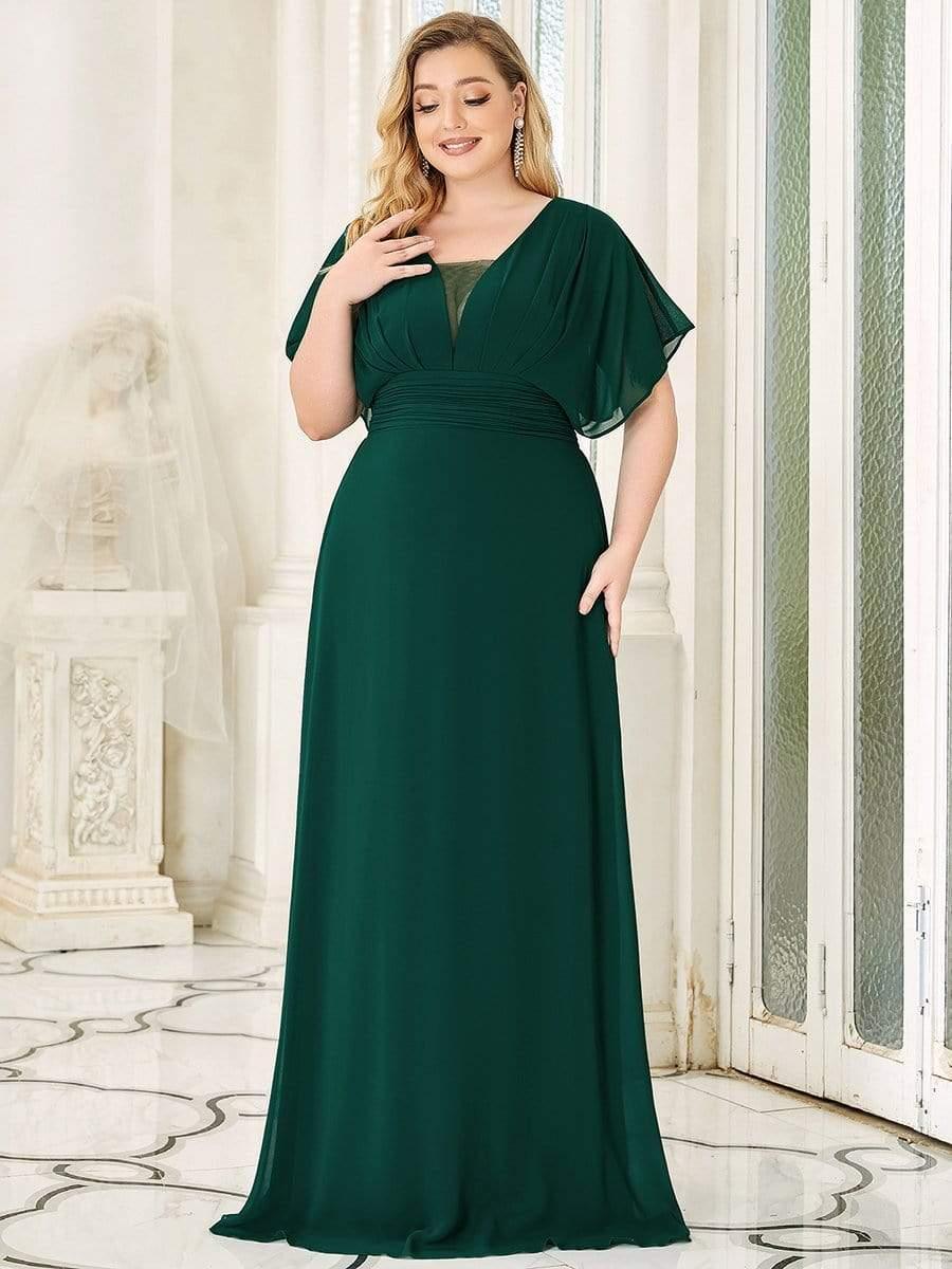 pretty AMBRYN|Plus Size Empire Waist Chiffon Formal Maxi Evening Dress