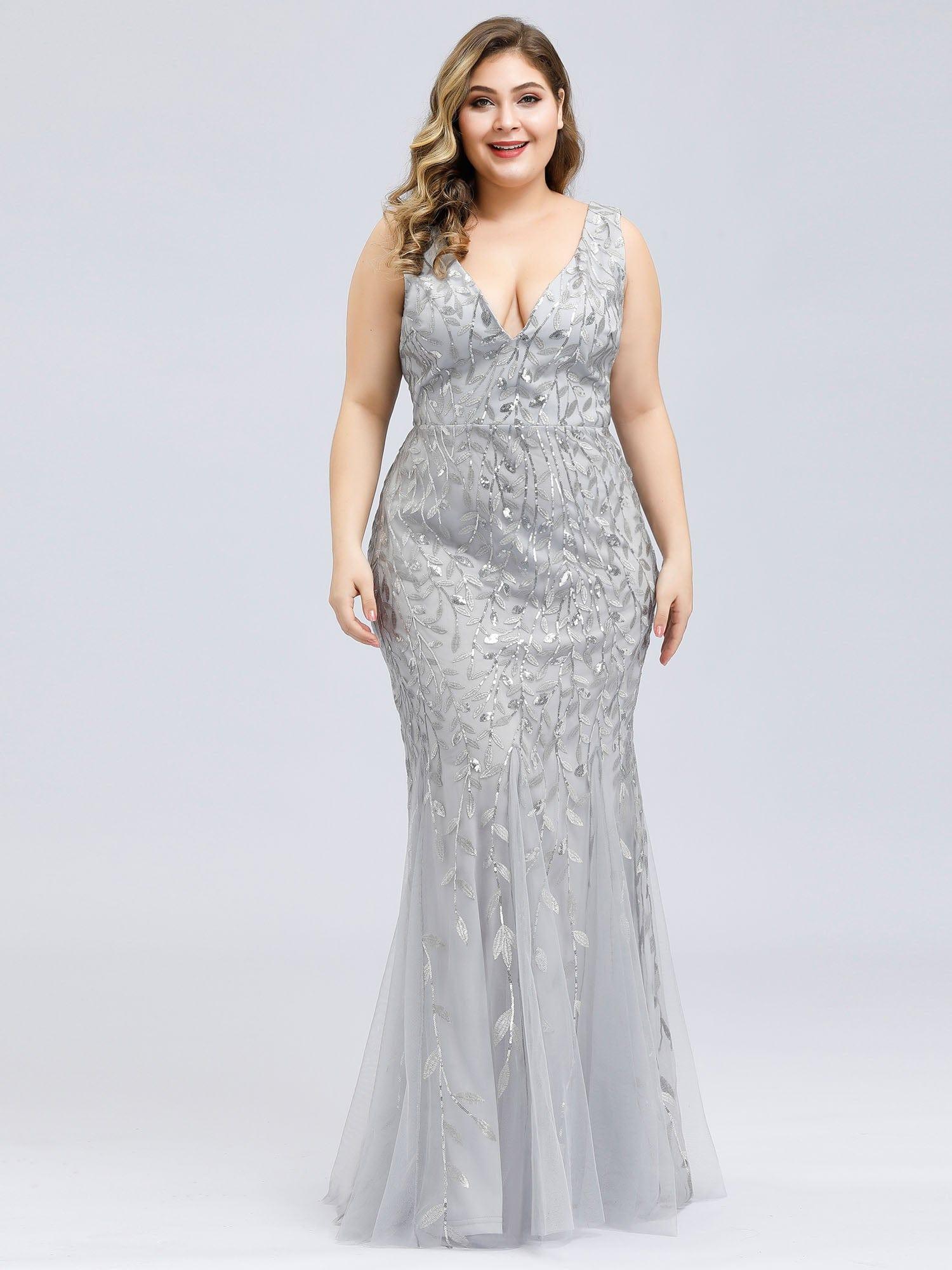 pretty ORIEL|Plus Size Maxi Sequin Formal Dresses & Gowns